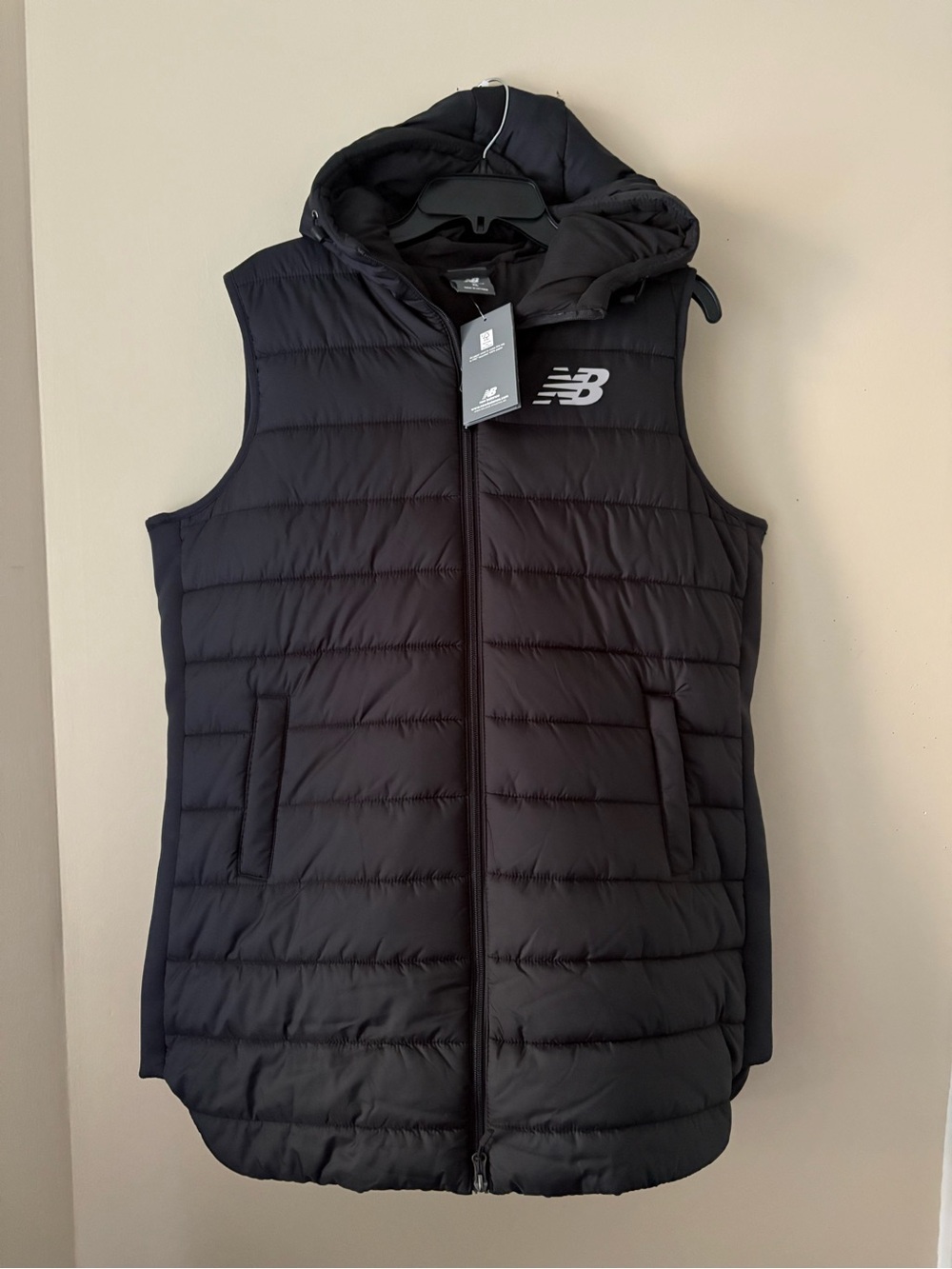New Balance Black Quilted Hooded Puffer Vest for Women Sz. XL New